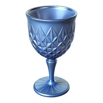 Blue Glass Goblet with Geometric Design png