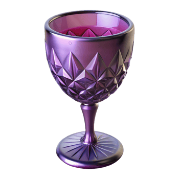 Shiny Purple Glass Goblet with Geometric Design png