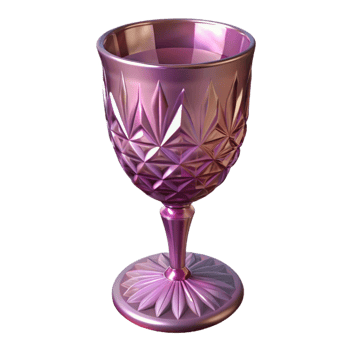 Pink Cut Glass Goblet 3D Render png