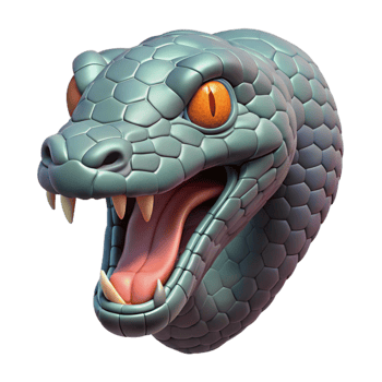 3D Render of Snake Head with Open Mouth png