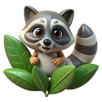 Adorable 3D Raccoon Illustration png