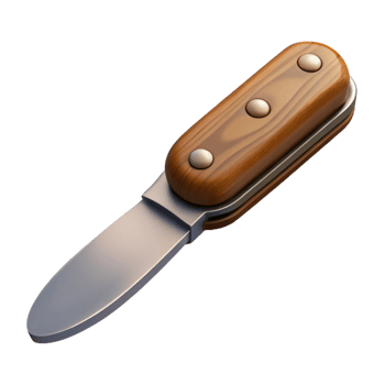 Wooden Handle Pocket Knife 3D Render png
