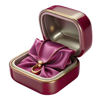 Gold Necklace in Red Velvet Box png