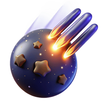 3D Render of a Planet with Shooting Stars png