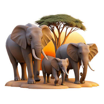 Elephant Family in the Savanna png