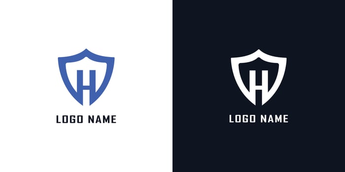 initial letter h and shield combine logo for security vector