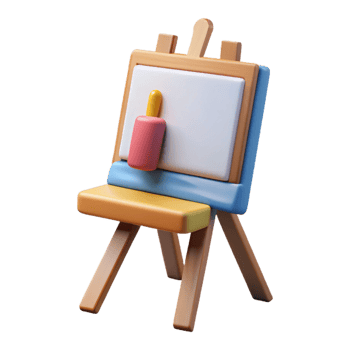 3D Render of Colorful Wooden Easel png