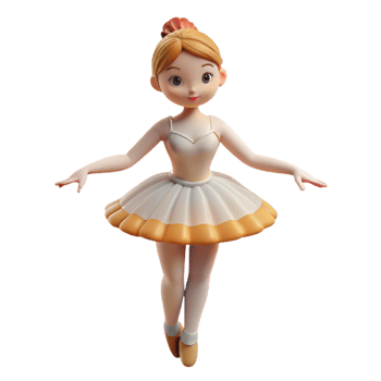 Cute Cartoon Ballerina with Orange Hair png