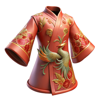 Embroidered Robe with Bird Floral Design png