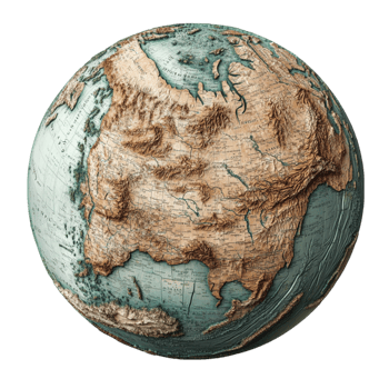 an old earth globe with a transparent background png