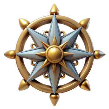 Gold Star Compass with Eight Points png