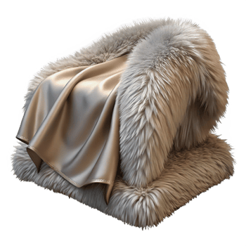 Fluffy Fur Throw Blanket with Satin png