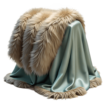 Fur Trimmed Satin Fabric Drape png