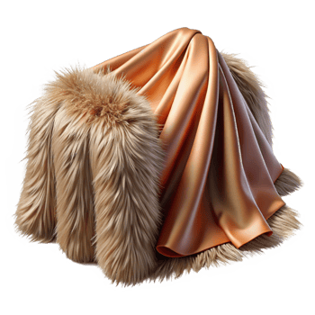 3D Render of Fur and Fabric Draped png