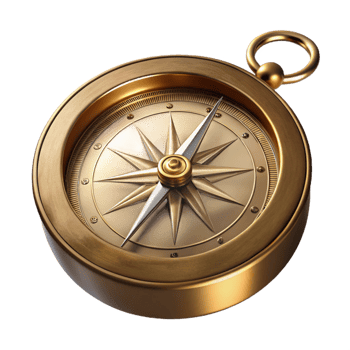 Gold Compass with Star Design png