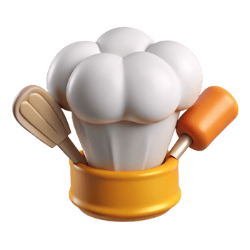 3D Rendered Chef Hat with Utensils png