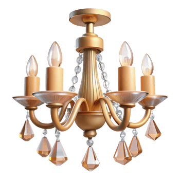 Gold Crystal Chandelier with Candle-Style Bulbs png