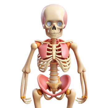 Isometric Rendered Human Skeleton with Muscles png