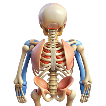 Human Skeleton and Organs Back View png