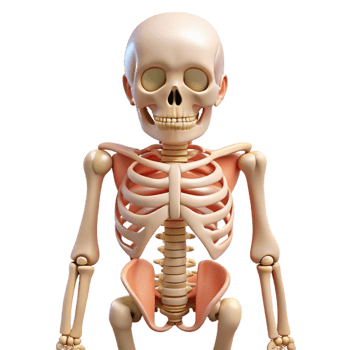 3D Cartoon Skeleton Illustration Upper Body png