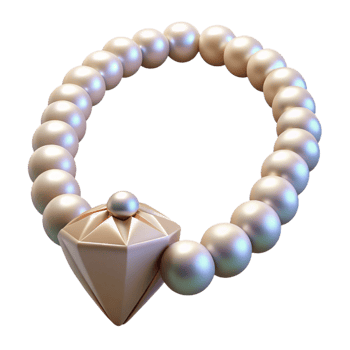 Shiny Pearl Bracelet with Diamond Charm png
