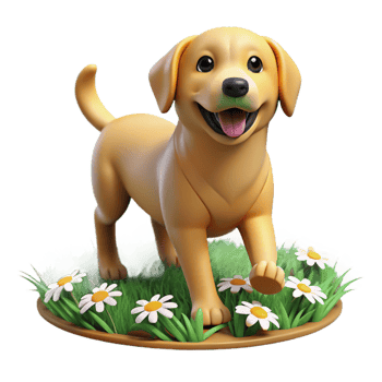 Cute Isometric Dog in Flower Garden png