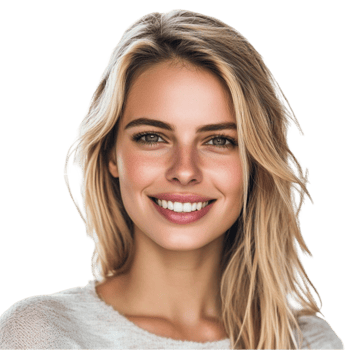 Cheerful blonde woman smiling on transparent background png