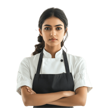 Female Chef in Apron with Arms Crossed On Transparent Background png