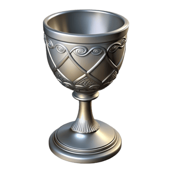 Ornate Silver Goblet Isometric Render png
