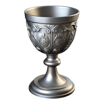 Ornate Silver Goblet with Floral Designs png