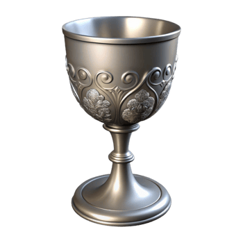 Ornate Silver Goblet with Floral Design png