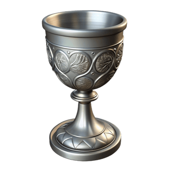 Ornate Silver Goblet with Leaf Design png