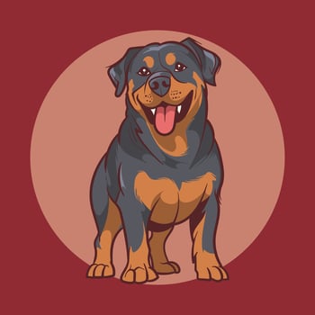 cute rottweiler dog chibi cartoon illustration vector