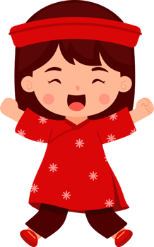 Cute New Year Girl in traditional Clothing png