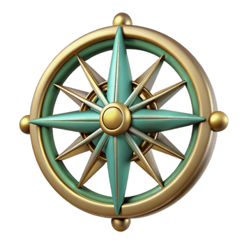 Gold and Green Compass Rose png