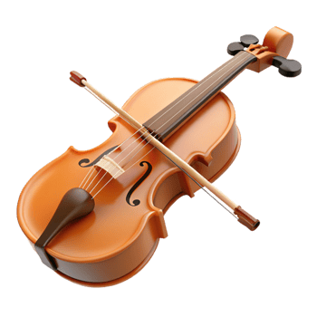 3D Render of a Violin with a Bow png