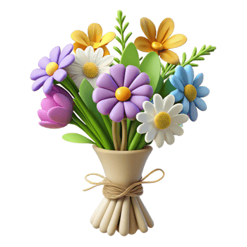 3D Cartoon Flower Bouquet Illustration png