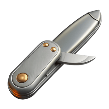 Silver Pocket Knife with Gold Accents png