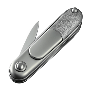 Silver Pocket Knife with Swirling Design png