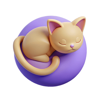 Sleeping Cat 3D Illustration png