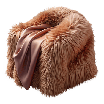 Fuzzy Brown Chair with Satin Throw png