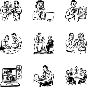 Bundle of Corporate Workers Hand Drawn Illustrations vector