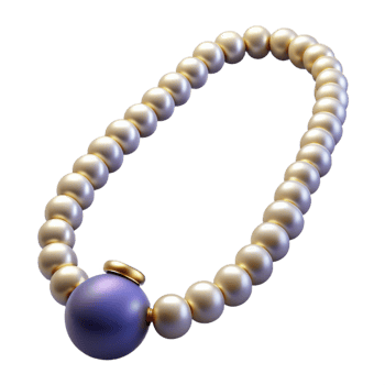 Pearl Necklace with Purple Charm png