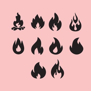 Collection of Stylish Black Flame Icons vector
