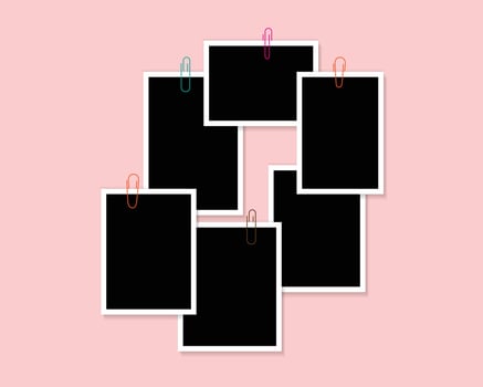 Flat style photo frames collage composition vector