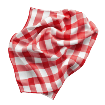 Red and White Checkered Scarf on Transparent Background png