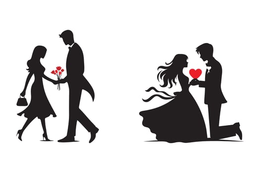 Silhouette of a couple on white background vector