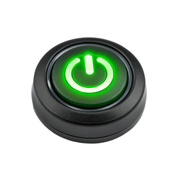 glowing green power button symbolizing technology and control, ideal for devices and electronics. This icon represents functionality and user interaction in modern gadgets png