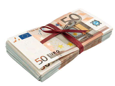 bundle of 50 euro banknotes tied with red ribbon, symbolizing wealth and prosperity. This captures essence of currency and financial transactions png
