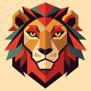 Geometric Lion Head in Bauhaus style Abstract, Colorful, Polygonal, Wildlife, Art vector